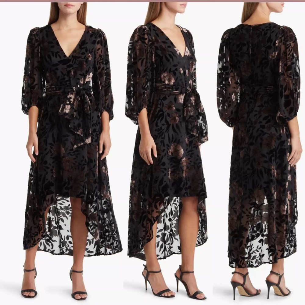 Eliza J Velvet‎ Burnout Floral High Low Dress